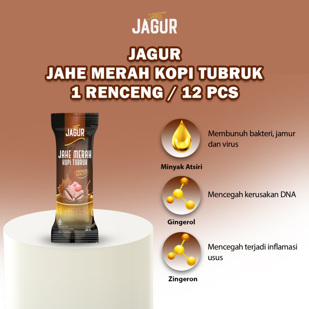 

JAGUR Jahe Merah Kopi Tubruk Renceng 12 Pcs
