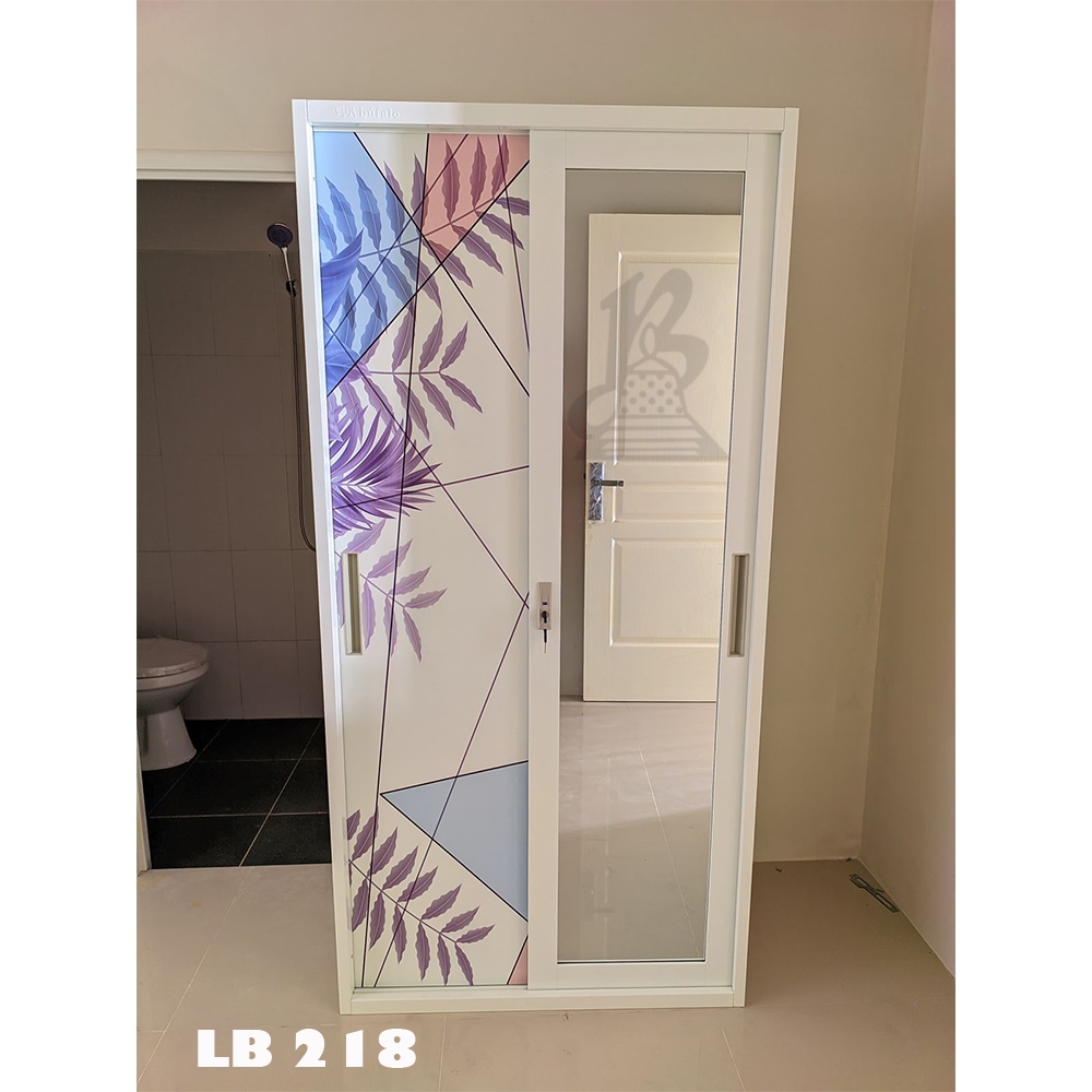 Lemari Pakaian Sliding/Lemari besi impor/Lemari minimalis anti rayap/plat besi tebal/ukuran lemari 9