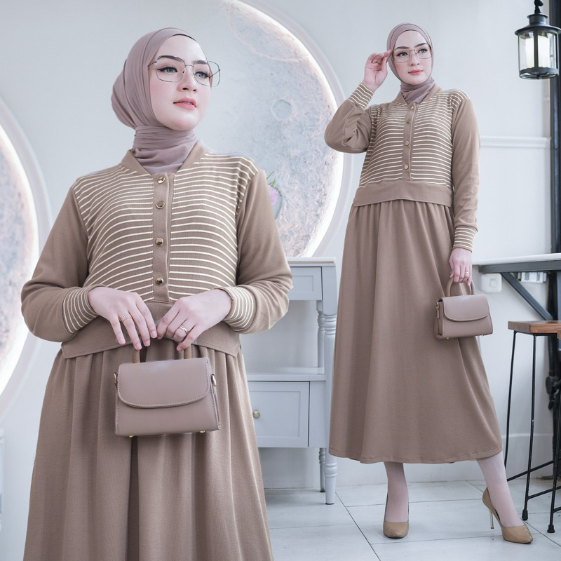 Midi dress zura knit terbaru - midi dress busui - midi zura knit