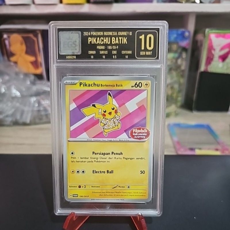 indonesia pikachu batik v4 flower pokemon kartu tcg original slab gem mint grading egs