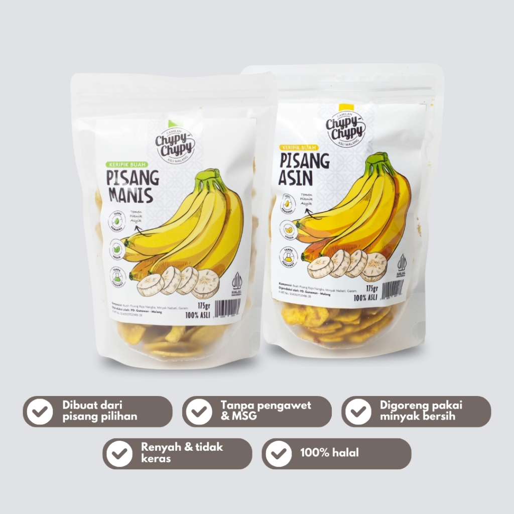 

Keripik Pisang Premium Renyah Khas Malang Pouch 175 Gram