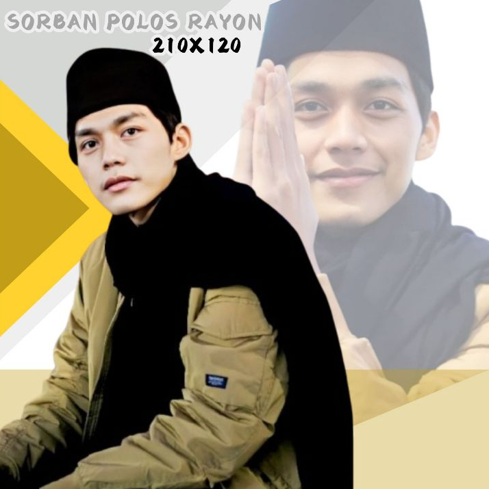 Sorban rida solo polos rayon ukuran 180 X 120 cm - Gus Iqdam Series Store - Sorban Polos Hitam Putih