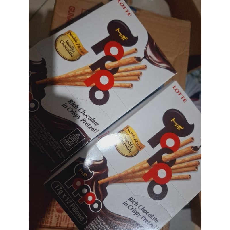 

Lotte TOPPO Crispy Biskuit Pretzel Stick Vanila Chocolate