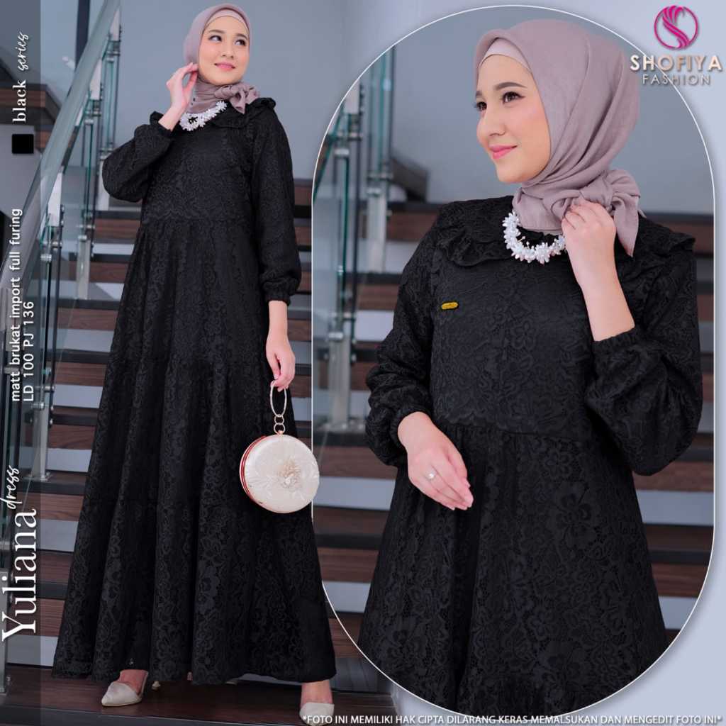 Yuliana Dress Muslimah Brukat Kekinian Ori by Shofiya