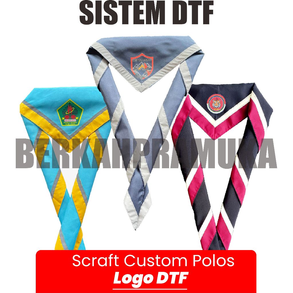 Scarf Pramuka CUSTOM Logo Scraf Polos Custom logo dtf Minim 20PCS