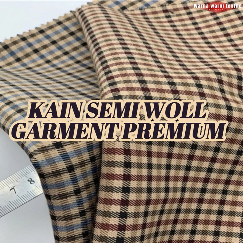 PROMO BISA COD/ Kain Semi Wool Motif Premium/Bahan Semi Wool Houndstooth Premium/Kain Semi Wool/Kain