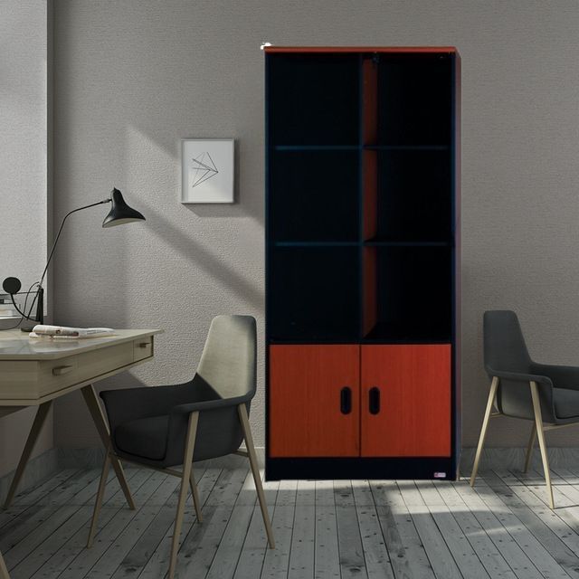 Lemari Arsip Kaca / Sliding Cabinet / Rak Buku Kaca / Activ Galant SC 81G - Dark Cherry - Black