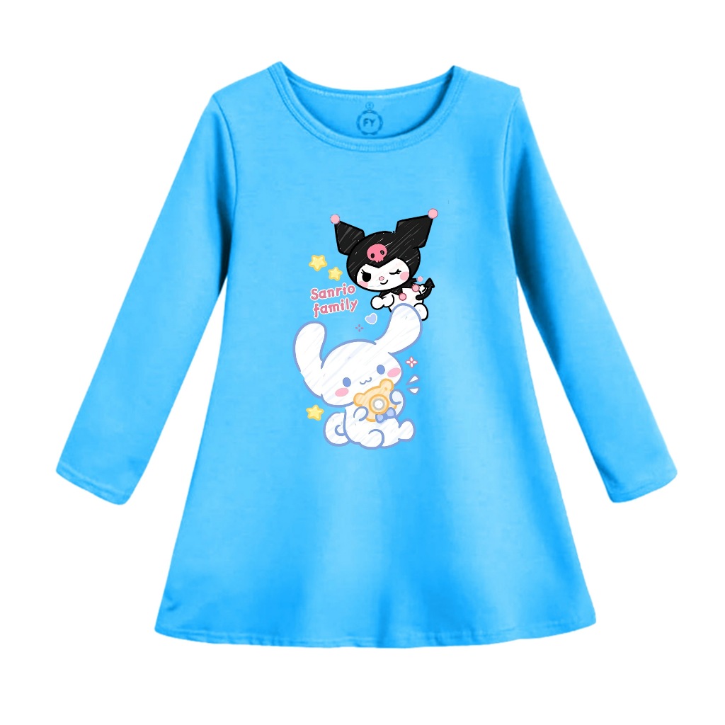 Tunik Lengan Panjang Anak Perempuan Dress Anak Cewek Motif Kuromi Pjg