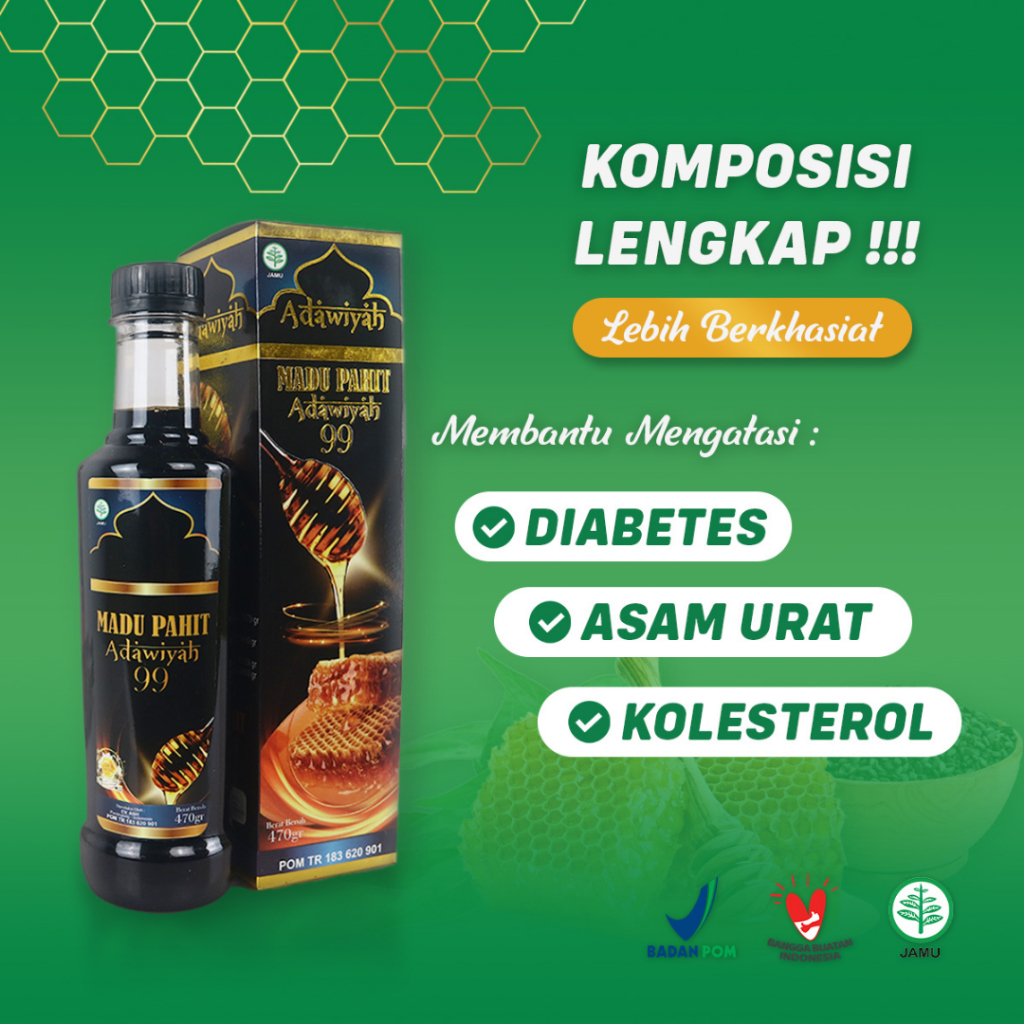 

Madu Hitam Pahit Adawiyah 99 100% Original Asli Super Premium Insulin Diabetes insuline isi 470 gr plus Sambiloto Kolesterol Gula Darah Imun Asam Urat darah tinggi Untuk Penderita Asam alami herbal kesehatan Peningkat Stamina Tubuh halal dan BPOM