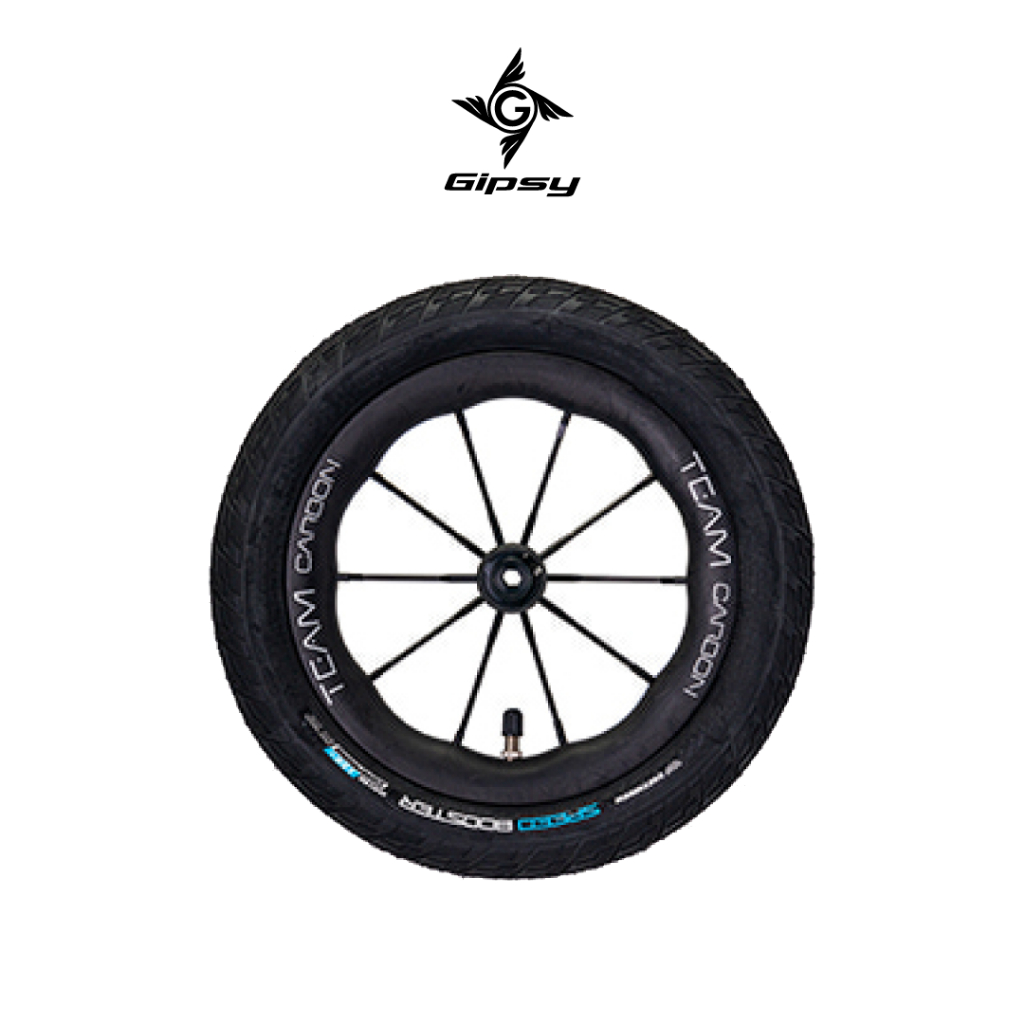 GIPSY G-TEAM CARBON Fiber 12" Wheel Set With Tires Balance Push Bike - Ban Sepeda Anak - BLACK