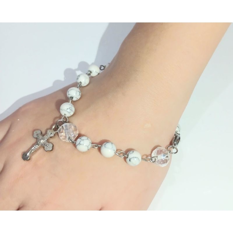 gelang rosario batu howlite 6 mm