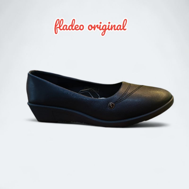 SEPATU PANTOFEL WANITA FLADEO HITAM HAK RATA ORIGINAL LF 551-2