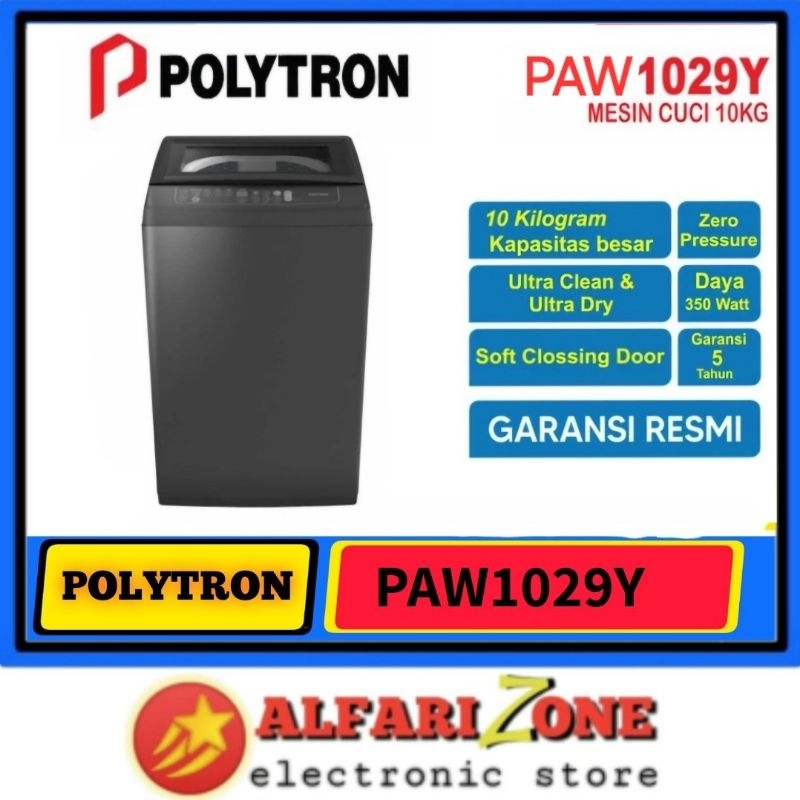MESIN CUCI 10 KG POLYTRON PAW1029Y mesin cuci 1 tabung 10kg polytron paw1029 hitam garansi resmi