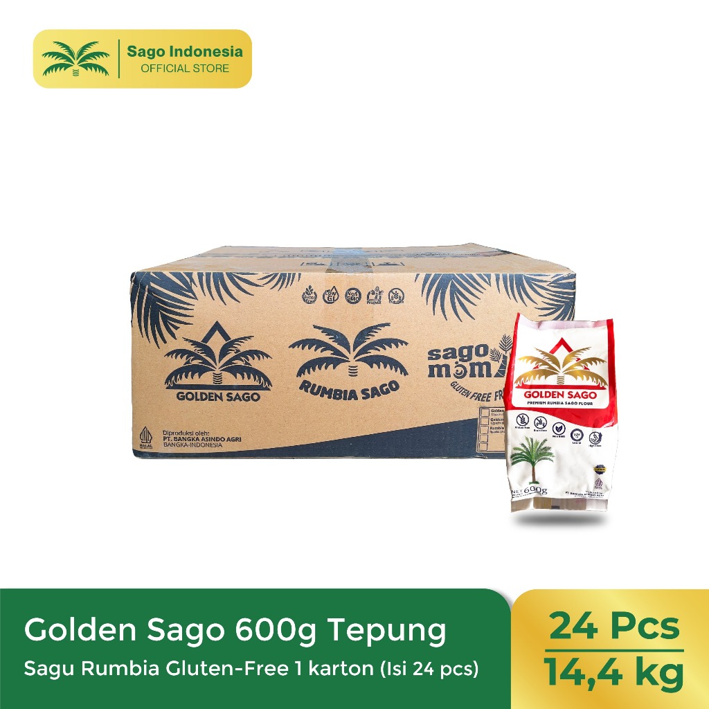 

Tepung Sagu Rumbia Golden Sago 600 gram (1 karton isi 24 pcs)