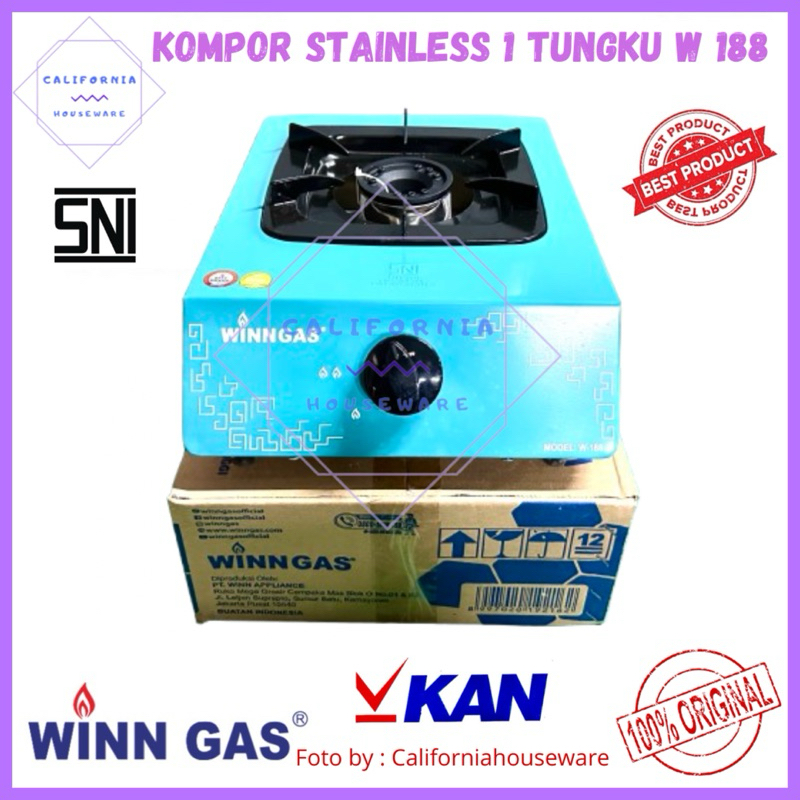 Kompor Winn Gas 1 Tungku W188 /Kompor Gas 1 Tungku Stainless / Kompor Winn Gas 1 Tungku Stainless