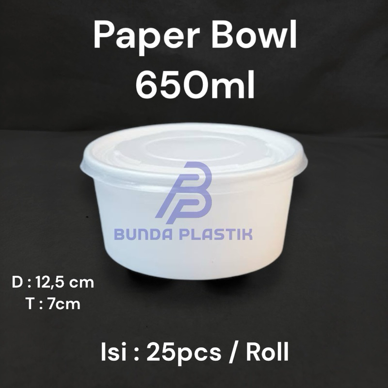 Paper Bowl 650ml + Lid Paper Bowl (Tutup)