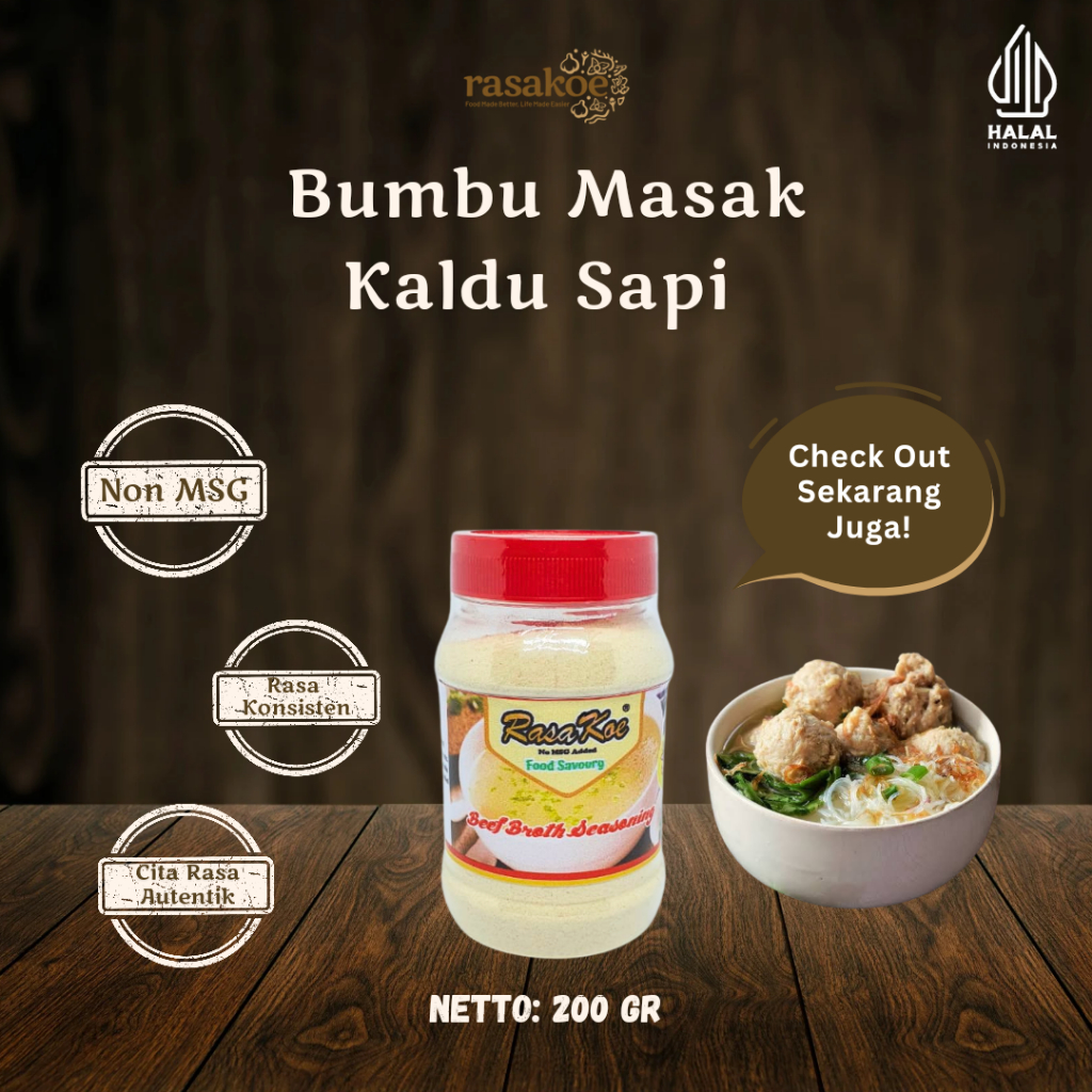 

Bumbu Kaldu Sapi Rasakoe Asli Indonesia Rasa Otentik Kualitas Juara 200 gram