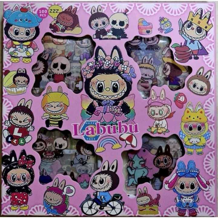 

STICKER MOTIF LABUBU isi 100 Pcs/box Waterproof Anti air Stiker kartun/STICKER PREMIUM