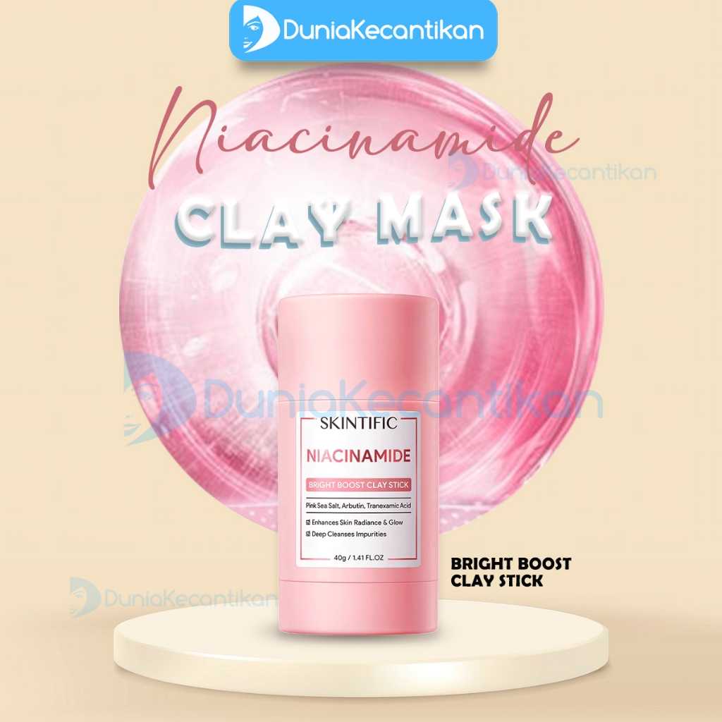 Skintific Masker Stick Niacinamide Bright Boost Clay Stik Masker Wajah Mencerahkan Masker Pink