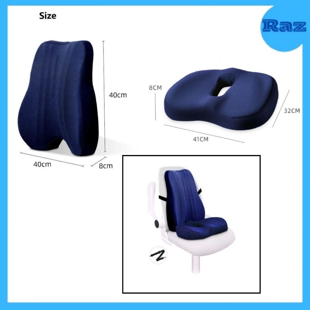 Bantalan Alas Duduk + Bantal Sandaran Punggung / Alas Duduk Sandaran Kursi