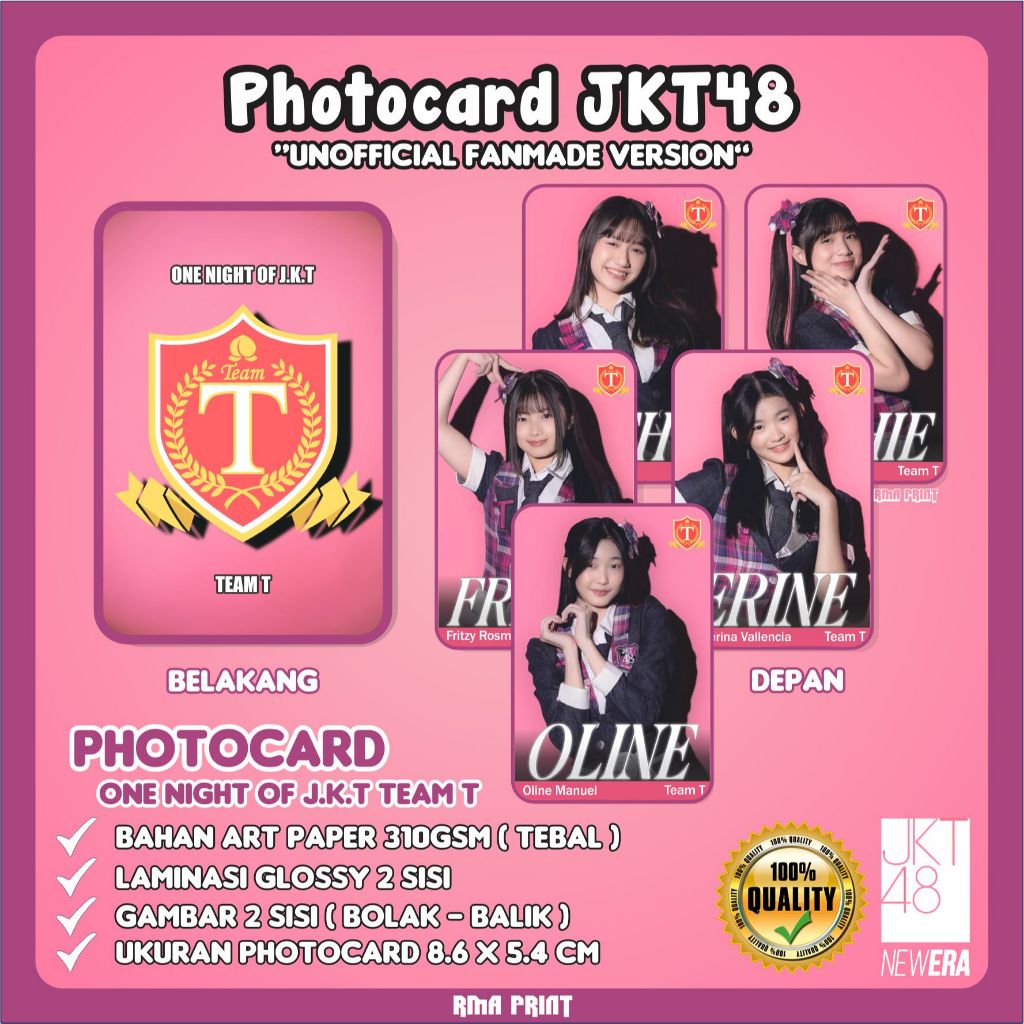 PHOTOCARD JKT48 Unofficial Fanmade One Night Of JKT Team J KIII T