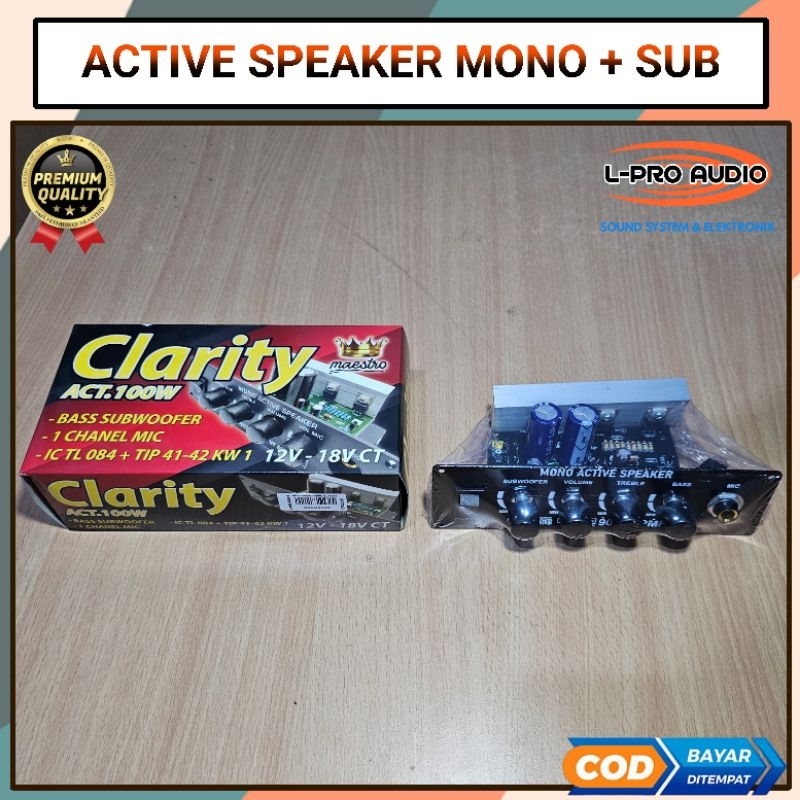 Kit power amplifier 100w mono CLARITY Subwoofer tone control mesin speaker aktif