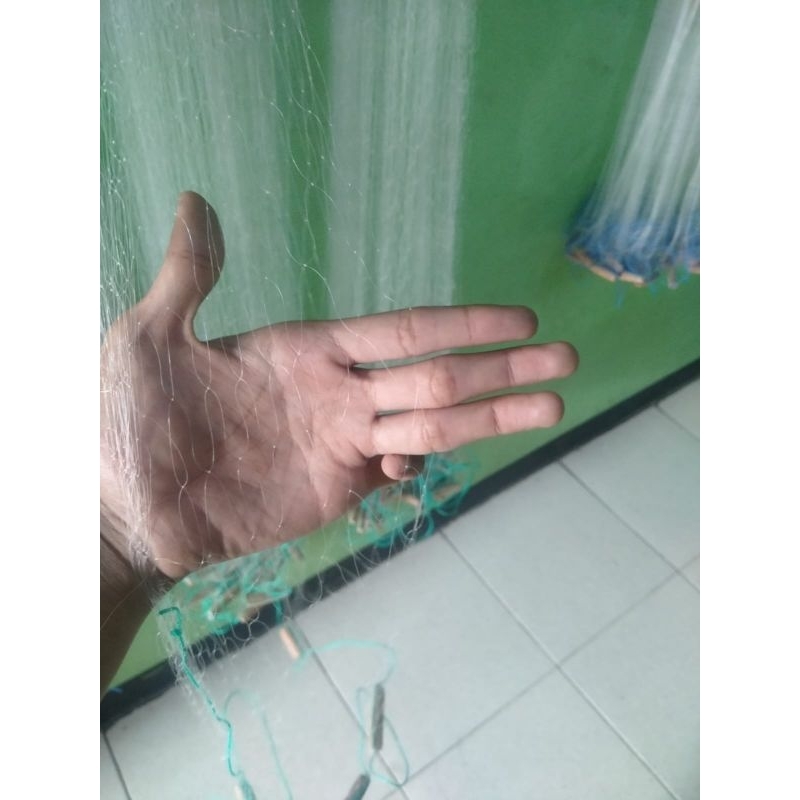 jaring ikan bentang siap pakai 3 jari 25 meter senar 0,15