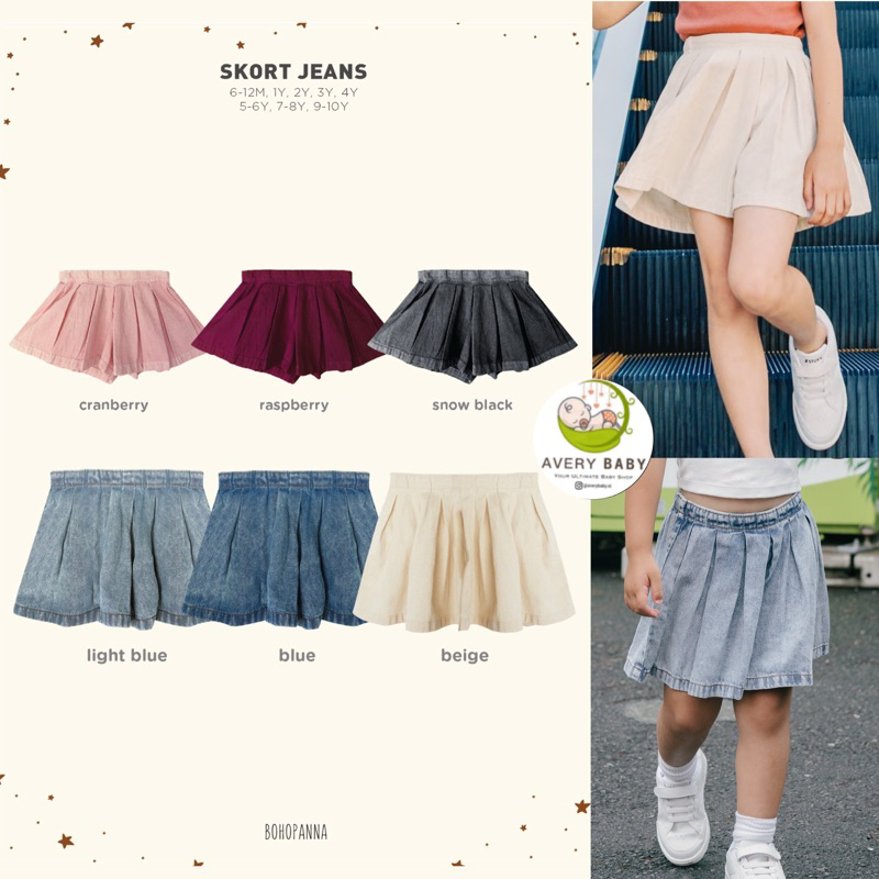 BOHOPANNA SKORT JEANS BOHOPANNA SKIRT / ROK ANAK / SASSY SKIRT ROK CELANA ANAK/ SKORT ANAK/ ROK JEAN