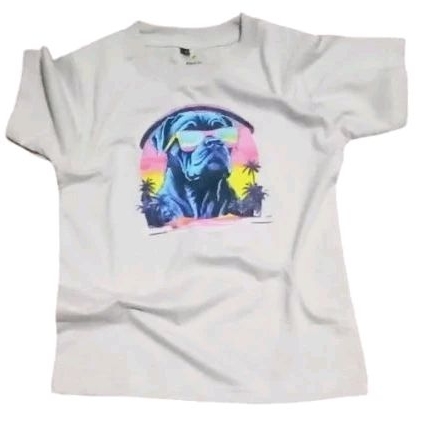 Kaos Anak Tangan  Pendek Gambar  Anjing Pitbull Usia 1_13 Thn Bahan Combat 30s