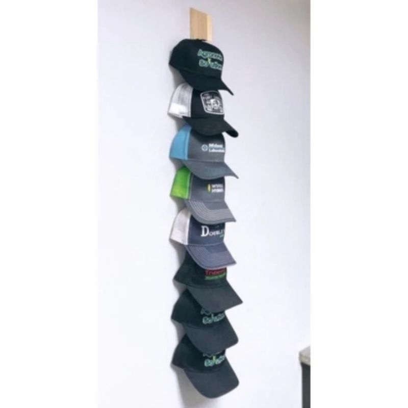 Rak Topi Tempel Dinding / Rak Topi Kayu / Hangar Topi / Display Topi / Gantungan Topi