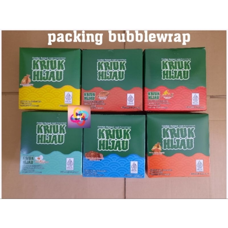 

[Bisa COD free bubble wrap] KRIUK HIJAU rumput laut per box rasa ayam goreng/ayam geprek/telur asin/pedas/sapi