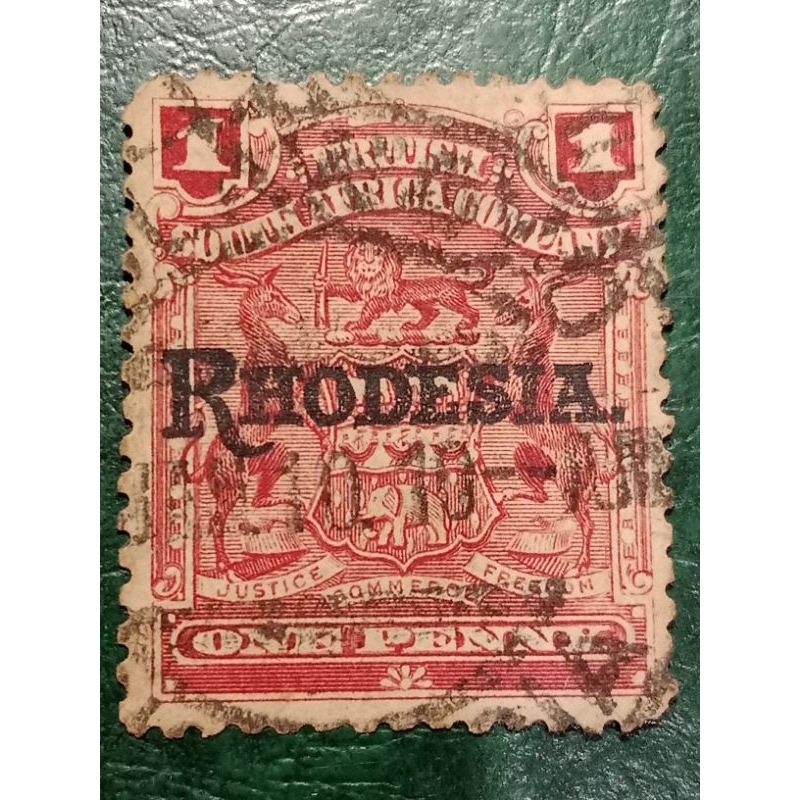 

Prangko Rhodesia 1 penny Overprint Rhodesia Tahun 1905 USED