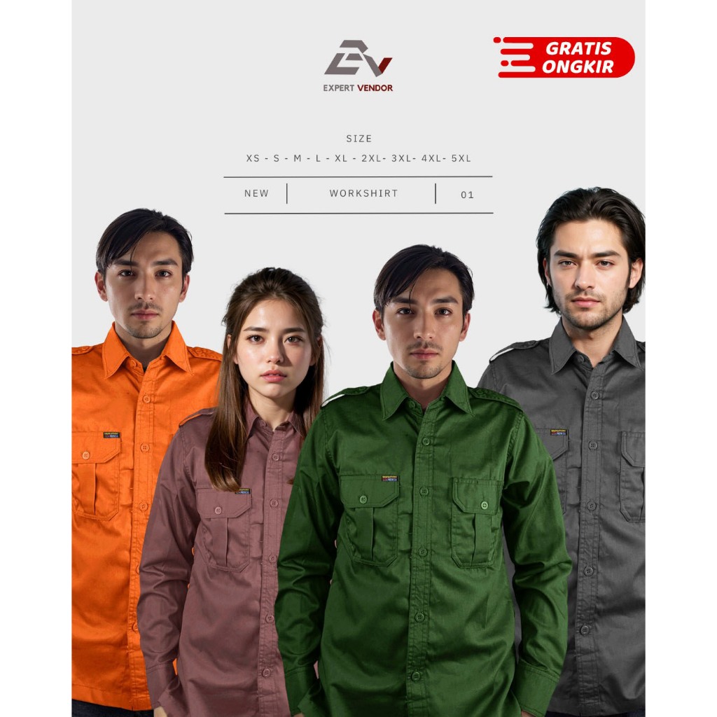 BAJU POLOS BASIC / Kemeja Lapangan/ Gunung/ Outdoor / PDL/ PDH Formal Panjang Warna Oranye, Salem/ M