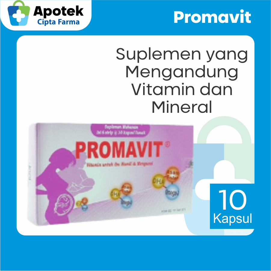 Promavit Ibu hamil Omega DHA Folic Acid Multi Vitamin Multivitamin Vitamin A Vitamin B1 Vitamin B6 V