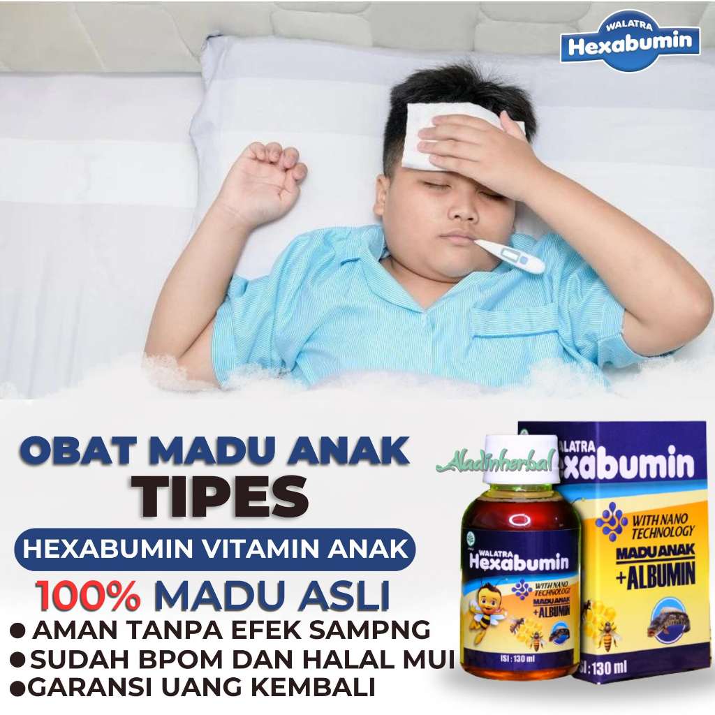 Obat Tipes Typus Anak 100% Alami - Obat DBD, Demam, Kejang, Diare, Gangguan pernapasan - Hexabumin