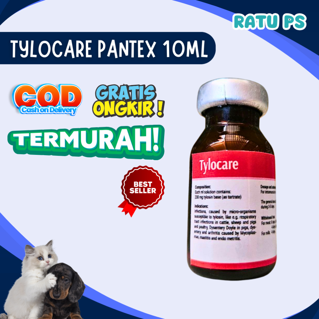 Tylocare Injeksi 10 ml - Untuk Hewan PNEUMONIA - Tylosin 200 mg - Tylosin 10 ml