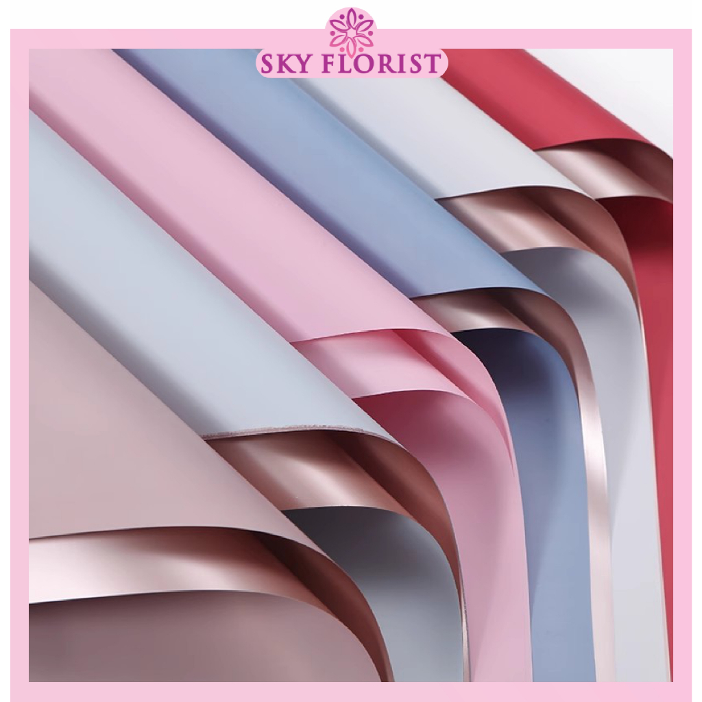 

20 Lembar Flower Wrapping Paper Dua Warna Bi Color Kertas Buket Bunga Florist Cellophane Waterproof KB19
