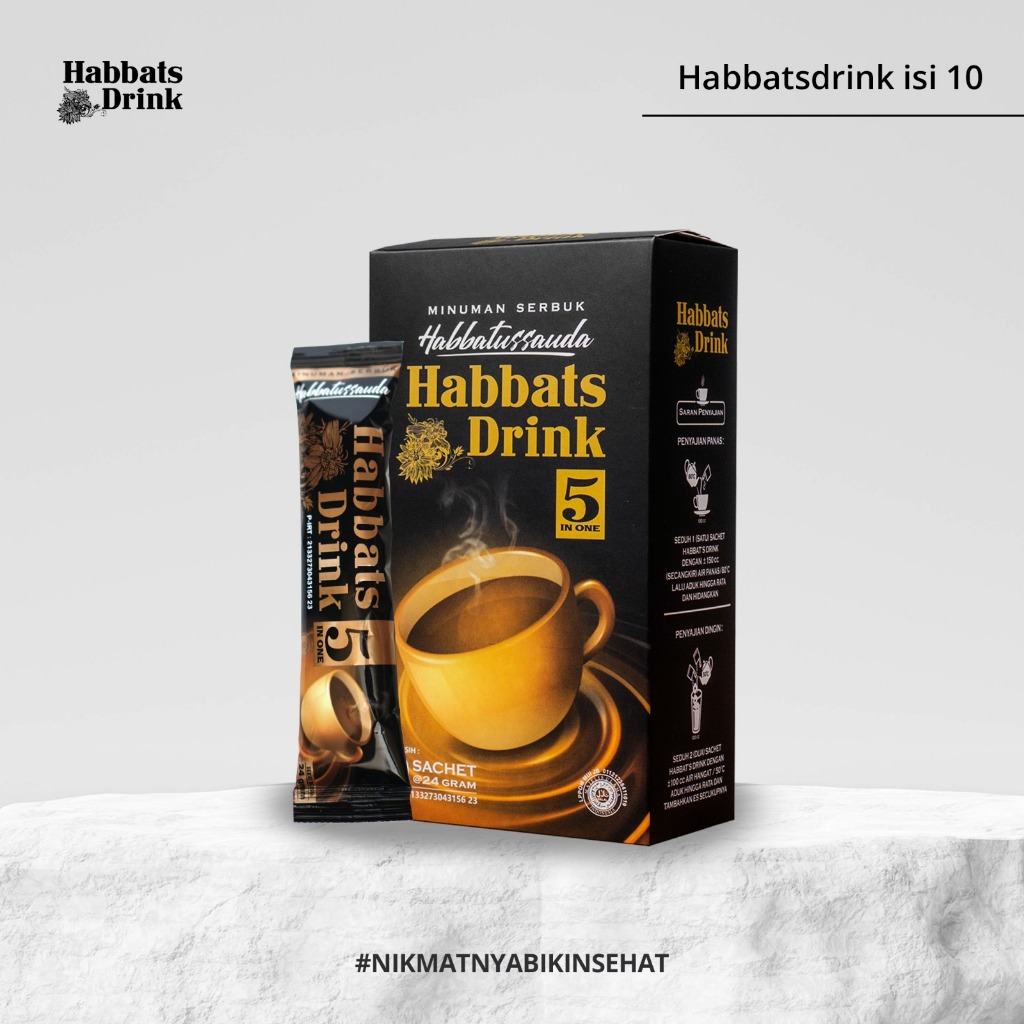 

Habbats Drink Minuman Suplemen Habbatussauda Herbal Daya Tahan Tubuh Kemasan 10 Sachet