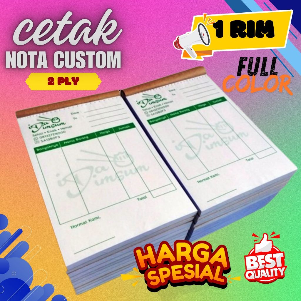 

cetak nota 1 rim 2 ply full color invoice custom desain sendiri surat jalan pakai logo