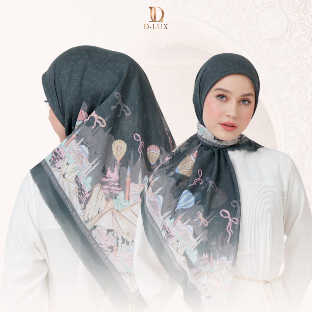 Hijab Segi Empat Motif Cappadocia Series Army by Dlux Hijab Voal