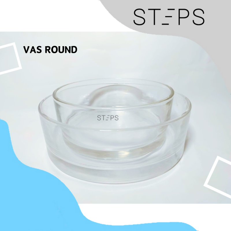 Vas Bunga Bulat / Vas Kaca Bening Bulat / Round Glass Vase / Vas Kaca Silinder