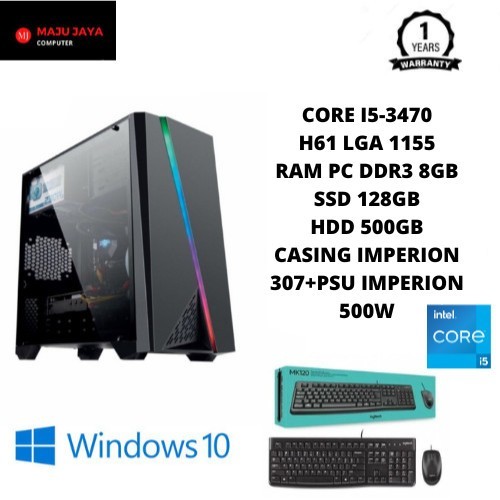 CPU Komputer Rakitan Core i5 3570 RAM 8GB HDD 500GB SSD128GB|GARANSI1Y