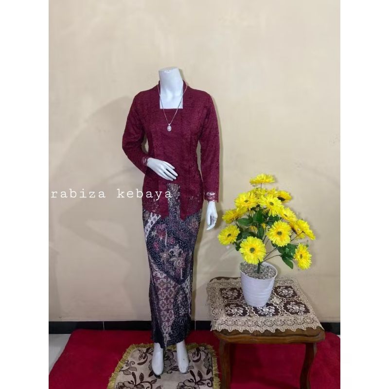 Stelan Atasan Kebaya Brokat Modern Kutu Baru Terbaru Kekinian Pesta Seragam Wisuda Lamaran Kondangan