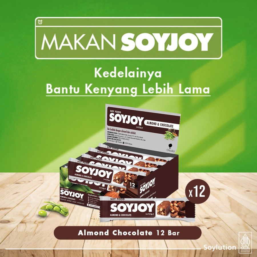 

SOYJOY Almond Chocolate Snack Bar Kedelai 30gr [1 Box 12 Pcs]