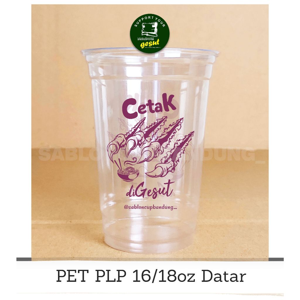 Sablon PET 16Oz/18Oz Cup + LID (TUTUP) Sablon Plastik Cup Murah Sablon Cup Minuman