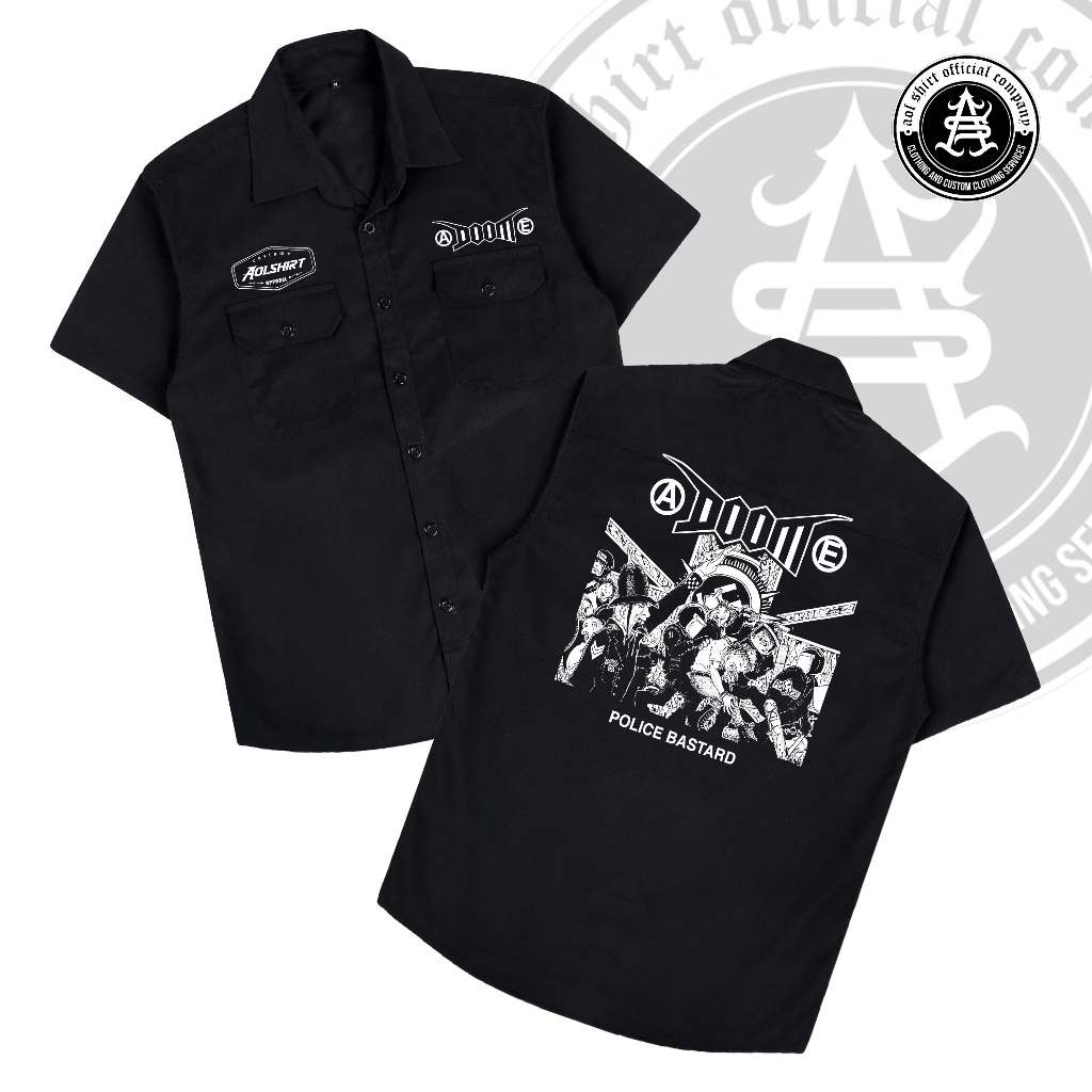 DOOM Workshirt Metal / Kemeja Workshirt Pria Hitam / AOLSHIRT
