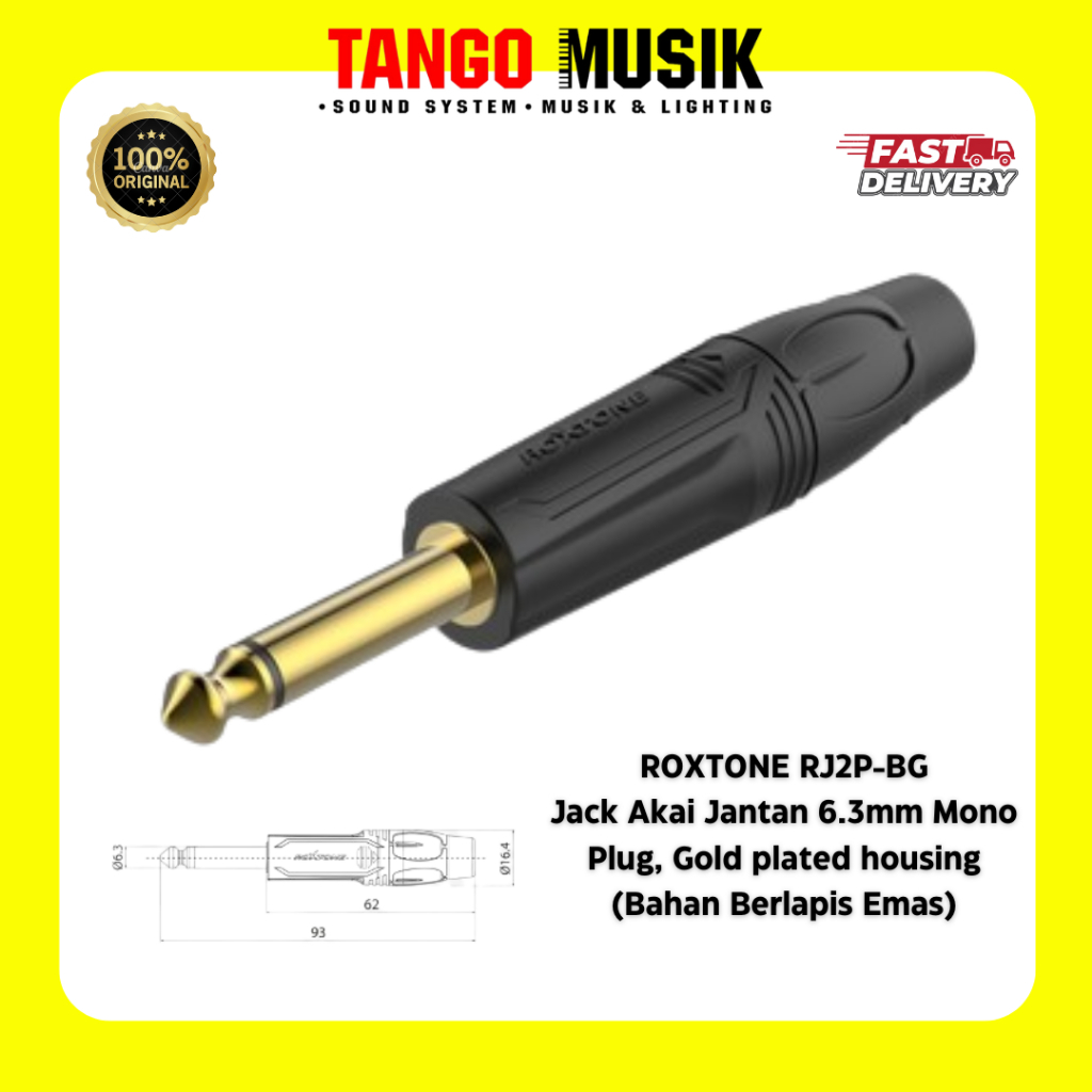 JACK AKAI 6,3MM MONO HITAM MATRIX ROXTONE RJ2P-BG ORIGINAL / JACK MIC MONO BMA JECK JEK BMA JAK JEG 
