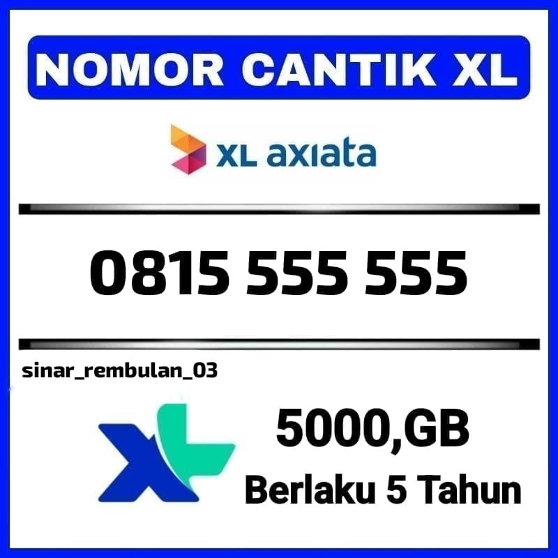 Perdana Cantik Xl Plus Kuota 5000 GB 5 Tahun Siap Pakai Berlaku Seluruh Indonesia XL Axiata