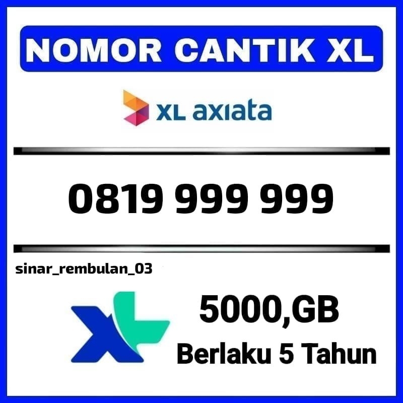 Perdana Cantik Xl Plus Kuota 5000 GB 5 Tahun Siap Pakai Berlaku Seluruh Indonesia XL Axiata