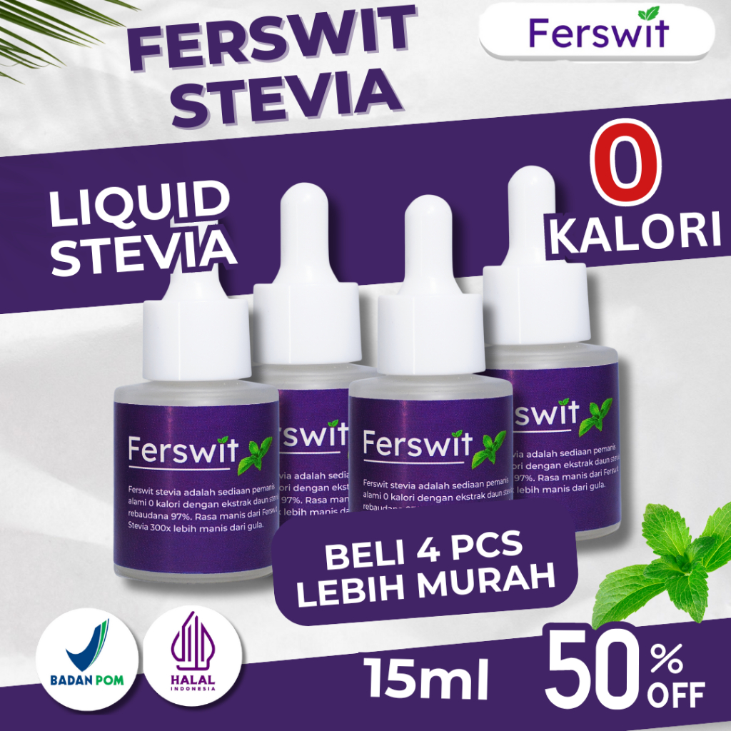 

[1 Box Isi 4 Pcs] Ferswit Stevia Pemanis Alami Dari Ekstrak Daun Stevia/Pengganti Gula Alami